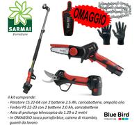 Asta telescopica Forbici Potatore mini motosega batteria BLUE BIRD kit potatura