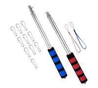 Asta Telescopica per Della Bandiera da 200 cm, Kikuo Telescopica Palmare e Asta con 10 Clip, Asta Bandiera Telescopica con Impugnatura Antiscivolo per Guida Turistica in Campeggio (Blu e Rosso)