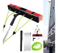 Asta telescopica per la pulizia delle finestre con testa a spazzola da 30 cm, alimentata ad acqua, detergente estensibile per la pulizia di tetti verande e pannelli fotovoltaici, kit di pulizia per