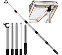 Asta telescopica per lucernari, asta telescopica da 1,86 m per finestre e persiane da tetto, compatibile con finestre da tetto VELUX GGL e GGU, asta per lucernari in acciaio inossidabile multiparte