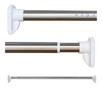 Asta telescopica per tenda da doccia senza foratura, 360 - 410 cm, in acciaio INOX, asta a tensione, per bagno, finestre cucina