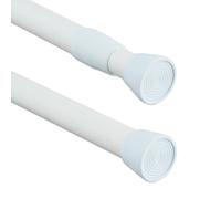 Relaxdays Asta a Pressione per Tende, Telescopica 110-200 cm, Bastone Estensibile Appendiabiti, in Acciaio Inox, Bianco, Plastica