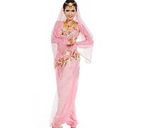 Astage Donna Ballo Veste Imposta Scollo Indiani Orecchini Harem Pantaloni Sportivi Rosa