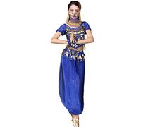 Astage Donna Bellydance Tribale Danza Ventre Costume Halloween Festival Show Royal Blue