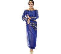 Astage Donne Danza Del Ventre Costume Active Wear A Maniche Lunghe Top Set Royal Blue