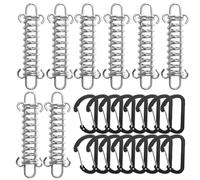 AstarFavor 8 pezzi Fibbia Molle di Tensione per Tenda, Molla di Tensione per Campeggio Gancio Tenditore a Molla con 16 Moschettoni per Tende da Sole, Accessori da Campeggio(nero)