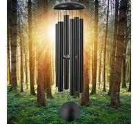 ASTARIN Campanelli a vento extra large da 152,4 cm, in metallo, con tono profondo, per esterni, per patio, balcone, giardino, cortile, decorazione, nero
