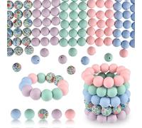 ASTARON 100 pezzi 15mm Perline in silicone per la creazione di portachiavi, Perline Rotonde Rosa Viola Blu per Braccialetti Artigianato Penne con Forniture per la Creazione di Gioielli