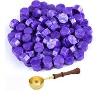 ASTARON 100 Pezzi Perline di Ceralacca per Timbro Sigillo di Cera, Kit Sigillo di Cera Ottagonale con 1 Cucchiaio per Sciogliere Cera per Inviti Biglietti Buste Confezioni di Vino Confezioni Regalo