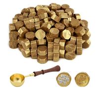 ASTARON 100 Pezzi Perline di Ceralacca per Timbro Sigillo di Cera, Kit Sigillo di Cera Ottagonale con 1 Cucchiaio per Sciogliere Cera per Inviti Biglietti Buste Confezioni di Vino Confezioni Regalo