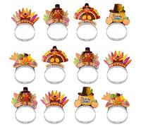 ASTARON 12 Pezzi Fasce per Capelli del Ringraziamento per Decorazioni del Ringraziamento, Fasce per Capelli del Ringraziamento per Tacchino per Decorazioni per la Cena del Ringraziamento Forniture