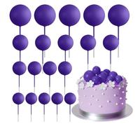 ASTARON 20 pezzi di decorazioni per torte a palline Mini palloncini Cake Topper Palline per torte Picks per decorazioni per torte di matrimonio e compleanno(Viola scuro)