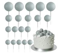 ASTARON 20 pezzi di decorazioni per torte a palline Mini palloncini Cake Topper Palline per torte Picks per decorazioni per torte di matrimonio e compleanno(Grigio)