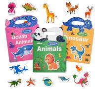 ASTARON 3 pcs libri di adesivi gonfi 3D riutilizzabili per bambini dai 3 ai 6 anni, gioco di adesivi in gelatina giocattolo educativo per l'apprendimento sensoriale, giocattoli da viaggio