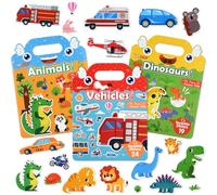 ASTARON 3 PCS Libri di Adesivi gonfi 3D riutilizzabili per Bambini dai 3 ai 6 Anni, Gioco di Adesivi in Gelatina Giocattolo educativo per l'apprendimento sensoriale, Giocattoli da Viaggio