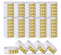 ASTARON Braccialetti VIP in Carta per Eventi 100 Pezzi Braccialetti per Eventi Oro Braccialetti Impermeabili Braccialetti VIP per Discoteche Parchi Acquatici Braccialetti Leggeri per Concerti
