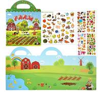 ASTARON Libro Di Adesivi Gonfi 3D per Bambini, 88 Adesivi Impermeabili Riutilizzabili per La Raccolta Agricola (3-6 anni)