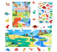 ASTARON Libro di adesivi per dinosauri per bambini piccoli, adesivi per dinosauri impermeabili riutilizzabili, attività in aereo, giocattoli da viaggio per bambini