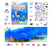ASTARON Libro di adesivi sull'oceano per bambini piccoli, adesivi riutilizzabili impermeabili sulla vita marina, attività in aereo, giocattoli da viaggio per bambini