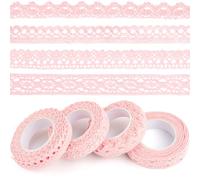 ASTARON Nastro vintage in pizzo rosa, autoadesivo per bordi, per lavori di bricolage, decorazione di nozze, scrapbooking, scatole regalo