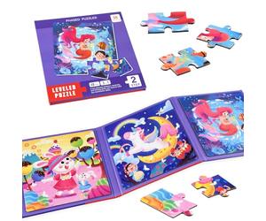 ASTARON Puzzle magnetici per bambini, 12-16-20 pezzi coniglio/sirena/nicorno puzzle di apprendimento per il viaggio in auto, giocattoli da viaggio attività in auto per bambini