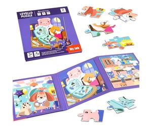 ASTARON Puzzle magnetici per bambini, 12-16-25 pezzi Parrucchiere/Dottore/Chef puzzle di apprendimento per il viaggio in auto, giocattoli da viaggio attività in aereo per bambini