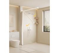 Aste per Tenda Doccia Estensibili in Acciaio Inox per Montaggio a Parete - Senza Foratura con Ganci, Tende da Doccia Pieghevoli Impermeabili, Tenda Divisoria per Bagno(Coffee,140-180 cm/55.1-70.8 in)