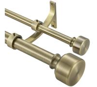 Aste per tende doppie in bronzo antico, aste per tende a doppia asta per finestre da 71 a 122 cm, asta decorativa doppia per finestra con tappo terminale moderno, 2,5 cm anteriore e posteriore da 1,5