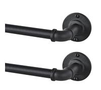 Aste per tende industriali per finestre da 121,9 a 213,3 cm, per tende oscuranti, per interni ed esterni, diametro 89-190 cm, nero, 2 pezzi