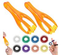 Aster 2 massaggiatori a rullo per dita e 8 anelli per agopressione per alleviare lo stress, massaggiare le mani con le dita, promuovere la circolazione sanguigna, strumento portatile per massaggi
