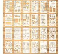 Aster, 24 pezzi di stencil per diario della pallottola, 10 x 17 cm, stencil per produttività, stencil fai da te per diario di proiettile, notebook, scrapbook, calendari, calendario