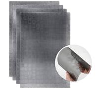 ASTER Aster 4 Pezzi 4 Fogli di Tela in Rete di Plastica per Ricamo, Tela in Plastica per Mezzopunto, Rete per Occhi Fursuit per Artigianato Fai-da-Te, Progetti a Maglia all'Uncinetto (Nero, 30×20 cm/1
