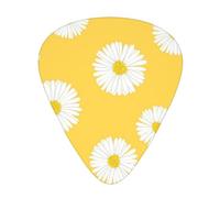 Aster bianco Margherita gialla,12 pezzi di plettri per chitarra, 3 plettri di diverso spessore per chitarra acustica, basso, ukulele