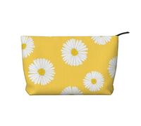 Aster bianco Margherita gialla, Borsa per cosmetici in velluto a coste Borsa per il trucco Borsa da viaggio portatile