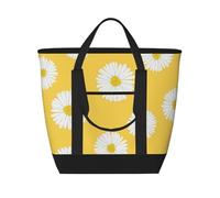 Aster bianco Margherita gialla,Borsa porta pranzo grande capacità isolata per donne e uomini, lavoro, picnic, viaggi