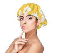 Aster bianco Margherita gialla,Cuffia da notte in raso per adulti - Cuffia da notte elastica per donna, copricapelli per la notte