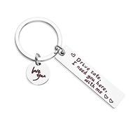 Aster Portachiavi in acciaio inox con scritta “Drive Safe I Need You Here with Me”, regalo per uomini e donne, famiglia, coppie, marito, moglie, fidanzati, bianco, Etichettalia unica