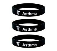Asthmatic Braccialetti Per Uomo Donna Asma Bande Gioielli Silicone Id Fascia UK
