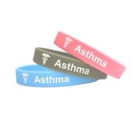 Asthmatic Braccialetti Per Uomo Donna Asma Bande Gioielli Silicone Id Fascia UK