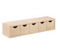 Cassettiera mini in legno multiuso con 5 cassetti cm 56x13x12h per arredo