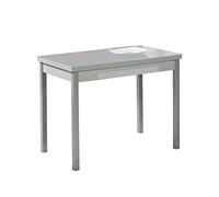 ASTIMESA Alas Cristal Tavolo da Cucina, Metallo Vetro Legno, Grigio, 90x50cm