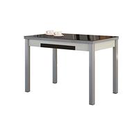 ASTIMESA Alas Cristal Tavolo da Cucina, Metallo Vetro Legno, Nero, 90x50cm