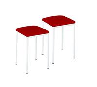 ASTIMESA Due sgabelli da cucina modello quadrato in similpelle rossa