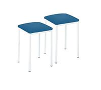 ASTIMESA TACUBL - Due sgabelli da cucina, modello quadrato in similpelle blu, struttura in metallo, altezza della seduta: 45 cm