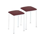 ASTIMESA TACUBL - Due sgabelli da cucina, modello quadrato in similpelle bordeaux, struttura in metallo alluminio, altezza della seduta: 45 cm