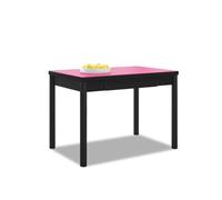 ASTIMESA - Tavolo da cucina estensibile - Struttura nera - Colore rosa - Ideale per piccoli spazi - Dimensioni: 90 x 50 cm - Estensibile: 140 x 50 cm
