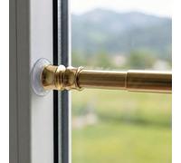 Astine a Pressione per Tenda a Vetro, Coppia 2 Pezzi, Regolabili con Molla e Ventose, Ø7/8 mm, Senza Forare, Ottone Lucido Oro, Made in Italy - Cm. 60-80