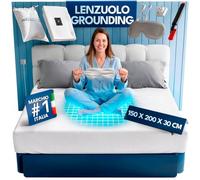 ASTINORDIC Lenzuolo Grounding Regolabile 10% Argento 90% Cotone | Grounding Messa a Terra + Cavo + Tester + Mascherina |Earthing Sheet (Bianco, Letto matrimoniale 150x200x30)