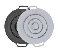 Astis 2 Pezzi Coperchio Universale in Silicone, Paraspruzzi Anti-Traboccamento, Protezione Contro Fuoriuscite Liquidi, Adatto per Pentole 15-25 cm, Coperchio Culinario Multiuso (Nero Grigio)