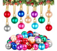 ASTNIC 64 palline per albero di Natale, 8 colori 15mm, mini infrangibili, da appendere, per festività, matrimoni, feste, regali, decorazioni (colori misti)